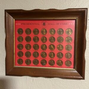 Vintage Presidential Hall of Fame Coins Medallions Framed Display – Collectible”